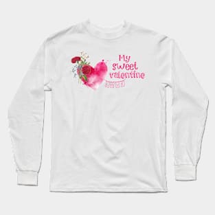 Sweet Valentine's Heart with Flowers Long Sleeve T-Shirt